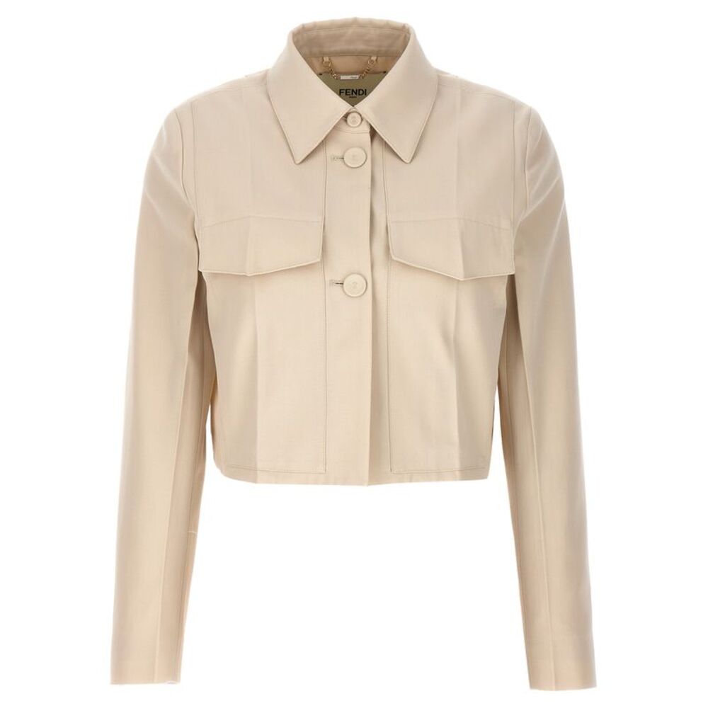 Fendi Beige Wool Full-Length Women's Jacket